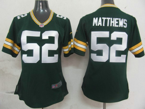 Green Bay Packers 52 Matthews Authentic Green Nike nfl Women Jerseys